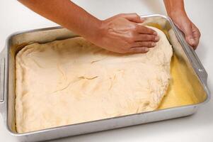 production of stuffed artisan breads made at home step by step photo