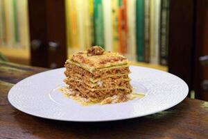 Green Lasagne with Bolognese sauce photo