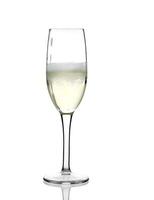 vino vaso con Prosecco en blanco antecedentes foto