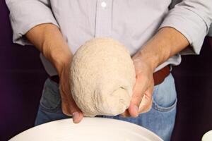 step by step of homemade bread with your hands photo