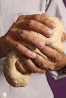 step by step of homemade bread with your hands photo