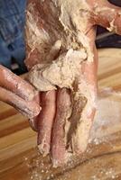 step by step of homemade bread with your hands photo