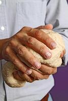 step by step of making homemade bread with your hands photo