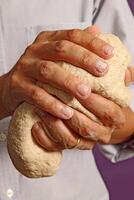 step by step of making homemade bread with your hands photo