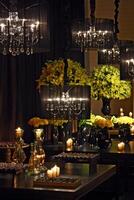 sophisticated wedding party in shades of yellow and black photo