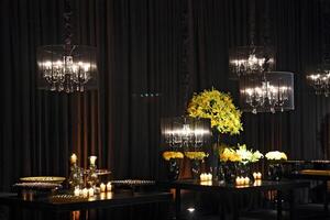 sophisticated wedding party in shades of yellow and black photo