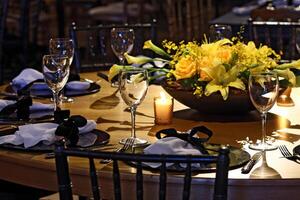 sophisticated wedding party in shades of yellow and black photo