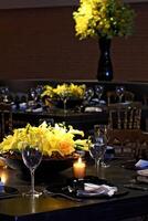 sophisticated wedding party in shades of yellow and black photo