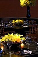 sophisticated wedding party in shades of yellow and black photo