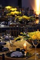 sophisticated wedding party in shades of yellow and black photo