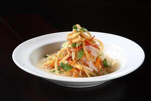 step-by-step guide to Ceviche, a classic Peruvian dish with raw fish, tiger milk sauce, lemon, pepper and red onions photo