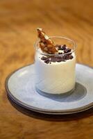 White chocolate mousse with brandy caramel photo