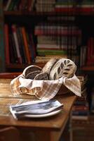 Naturally fermented bread with cocoa shell ash photo