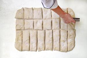 step by step of Ciabatta bread production photo