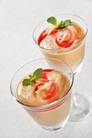 Papaya cream with cassis liqueur, Brazilian dessert photo