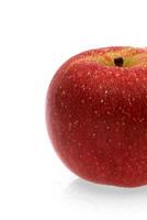 red wet Fuji apple on white background photo