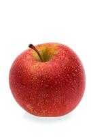 wet Fuji apple on white background photo