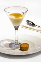 jackfruit mousse, Brazilian fruit, in a glass photo