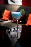 Curacau Blue, drink with vodka, curacau blue, sugar and lemon juice photo