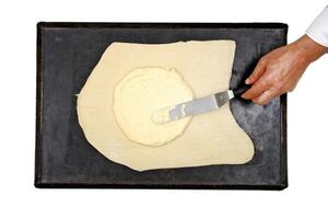 step by step of the Galette des Rois, Christmas cake, classic of French cuisine photo
