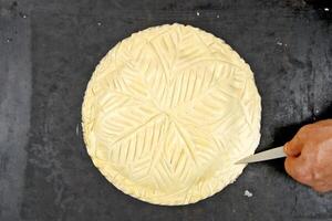 step by step of the Galette des Rois, Christmas cake, classic of French cuisine photo