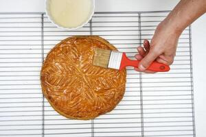 step by step of the Galette des Rois, Christmas cake, classic of French cuisine photo