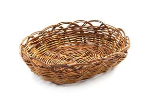 wicker baskets on white background photo