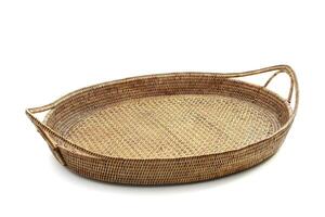 wicker baskets on white background photo