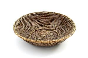 wicker baskets on white background photo