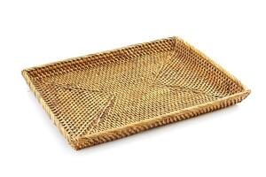 wicker baskets on white background photo