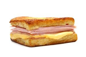 hot mixed sandwich, ham and cheese on toasted bread photo