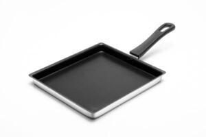 empty pan with black background on white background photo