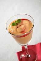 Papaya cream with cassis liqueur, Brazilian dessert photo