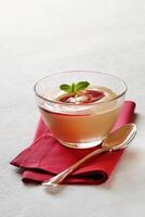 Papaya cream with cassis liqueur, Brazilian dessert photo