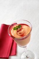 Papaya cream with cassis liqueur, Brazilian dessert photo