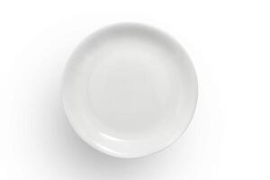 beautiful crockery plate seen from above on white background photo