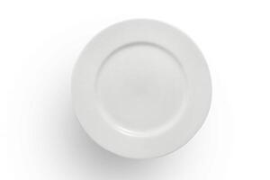 beautiful crockery plate seen from above on white background photo