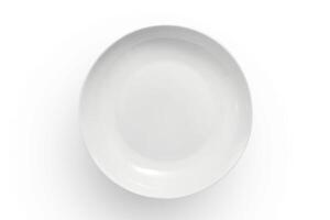 beautiful crockery plate seen from above on white background photo