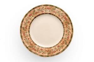 beautiful crockery plate seen from above on white background photo