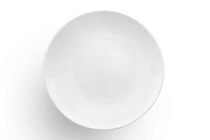 beautiful crockery plate seen from above on white background photo