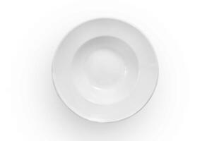 beautiful crockery plate seen from above on white background photo