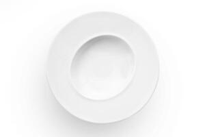 beautiful crockery plate seen from above on white background photo