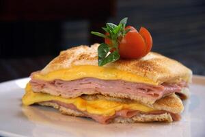 Tramezzini Cotto, Italian ham and cheese sandwich with toasted bread photo