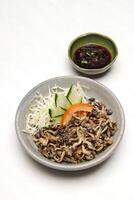 Shimeji, type of mushroom with butter, chives, garlic, soy sauce, sugar and oil photo