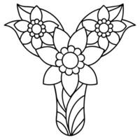 Alphabet Y coloring page with the flower, Y letter digital outline floral coloring page, ABC coloring page vector