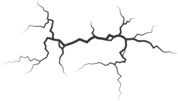 parete crepe con rotto struttura. terra terremoto effetto. buco Linee su terra e Ghiaccio. roccia distruzione graffiare. png