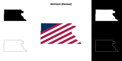 Atchison County, Kansas outline map set vector