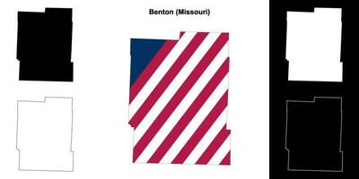 Benton County, Missouri outline map set vector