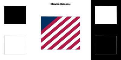 Stanton County, Kansas outline map set vector