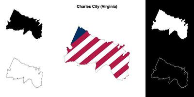 Charles City County, Virginia outline map set vector